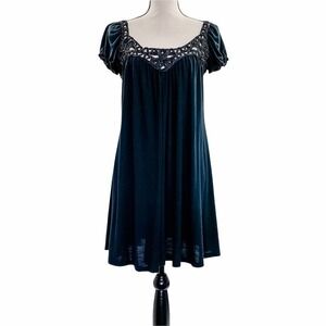 DEBBIE Miller Black Crochet Short Sleeve Dress